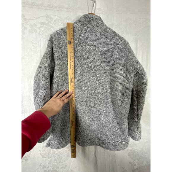Soft Surroundings Sweatshirt Medium Gray Fuzzy Teddy Bear 1/4 Zip Pockets Cozy - Picture 11 of 11